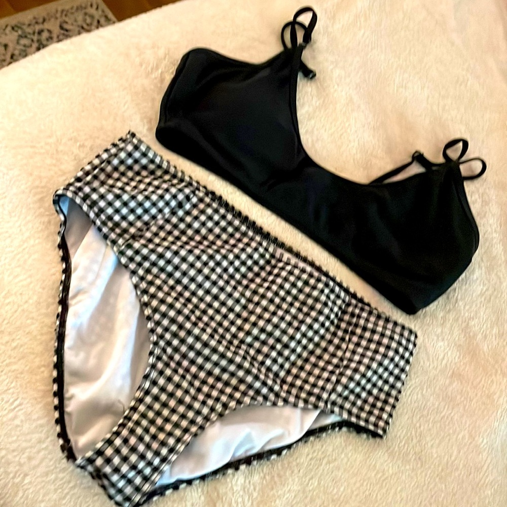 SUMMER CLOSE OUT SALE! Two piece bathing suit. Black and white gingham